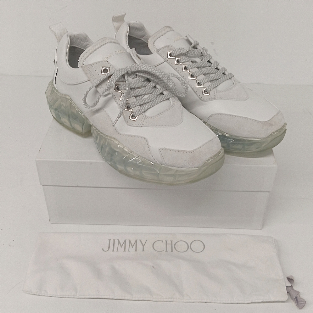 Jimmy Choo Men's White Diamond  Low-Top Sneakers (EU42/US9)